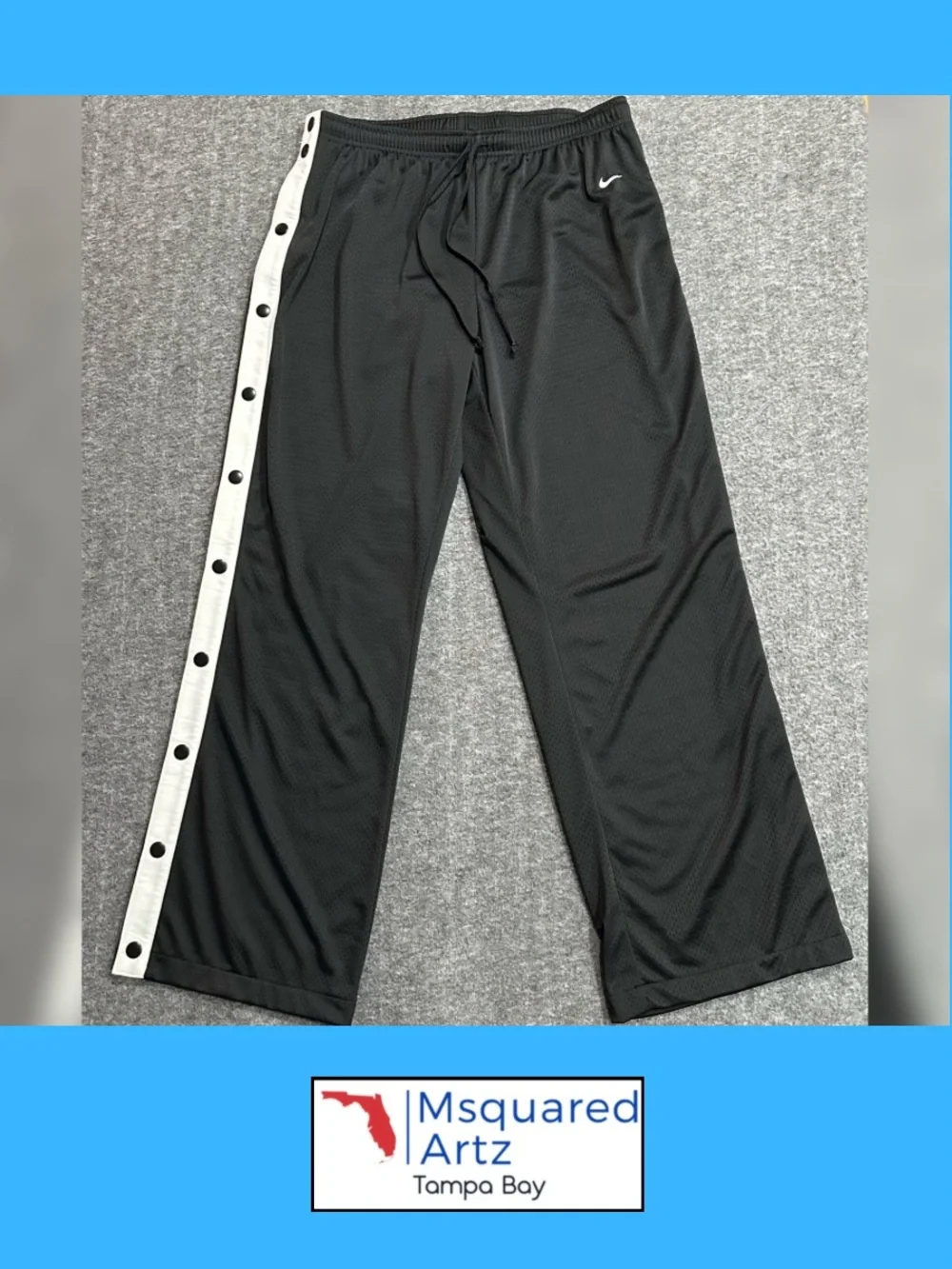 Nike Boys Large 12-14 Black White Tearaway Snap Track Pants Mesh Basketball